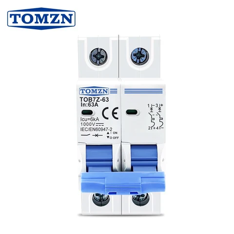 Tomzn 2P DC 1000V Solar Circuit Breaker 16A, 20A, 32A, 63A