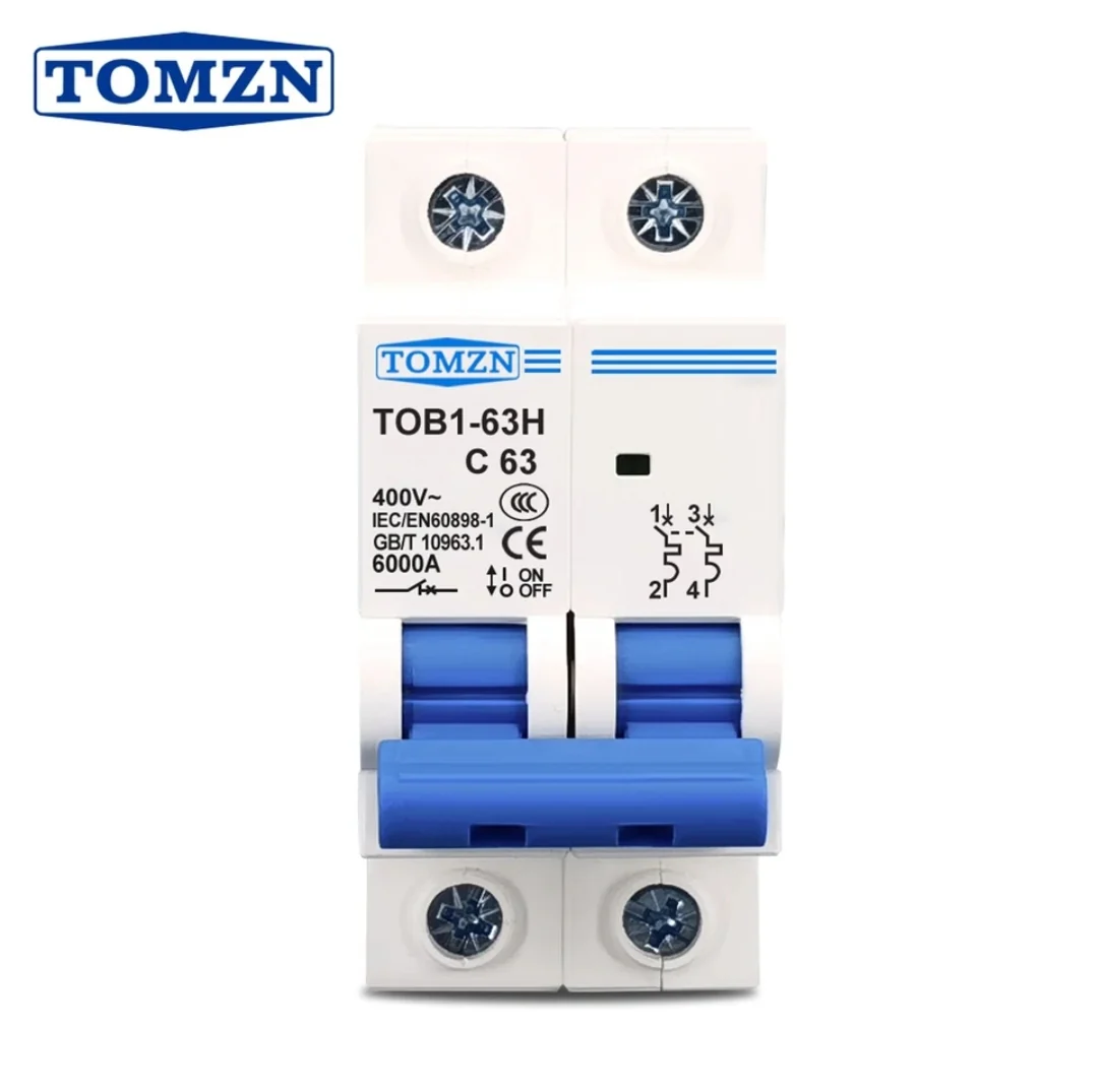 Tomzn 2P AC C Type MCB Circuit Breaker 16A-63A